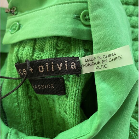 Alice + Olivia Green Puff Sleeve Sweater - Picture 6 of 7